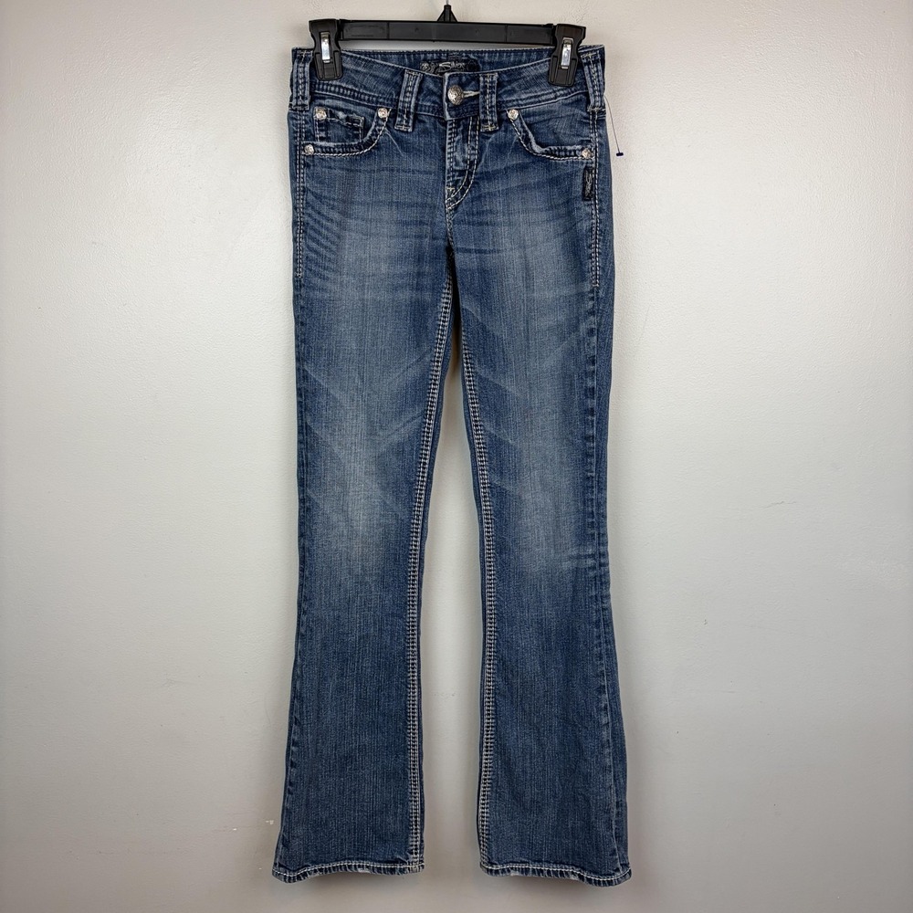 Silver Jeans Co Suki Surplus Jeans Womens 24x30 Medium Wash Bootcut Stretch Flap